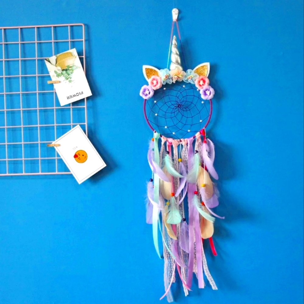 Unicorn featheres dreamcatcher wall decor